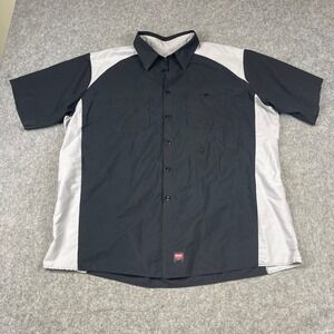 Red Kap Mechanic Shirt Mens XXL Black Grey Colorblock Button Up Work